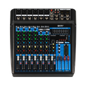 PS-SOUND AMX-Mi8, пассивный микшерный пульт, 6 мик/моно, 2 стерео, 1 AUX, блок эффектов, EQ, MP3, BT