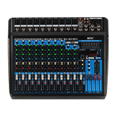 PS-SOUND AMX-Mi12, пассивный микшерный пульт, 8 мик/моно, 2 мик/стерео, 1 AUX, блок эффектов, USB, МРЗ, ВТ
