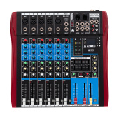 PS-SOUND AMX-602USB, пассивный микшерный пульт, 5 мик/моно, 1 стерео, блок эффектов, EQ, MP3, BT