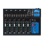 PS-SOUND AMX-F7USB, пассивный микшерный пульт, 5 мик/моно, 1 стерео, MP3, BT